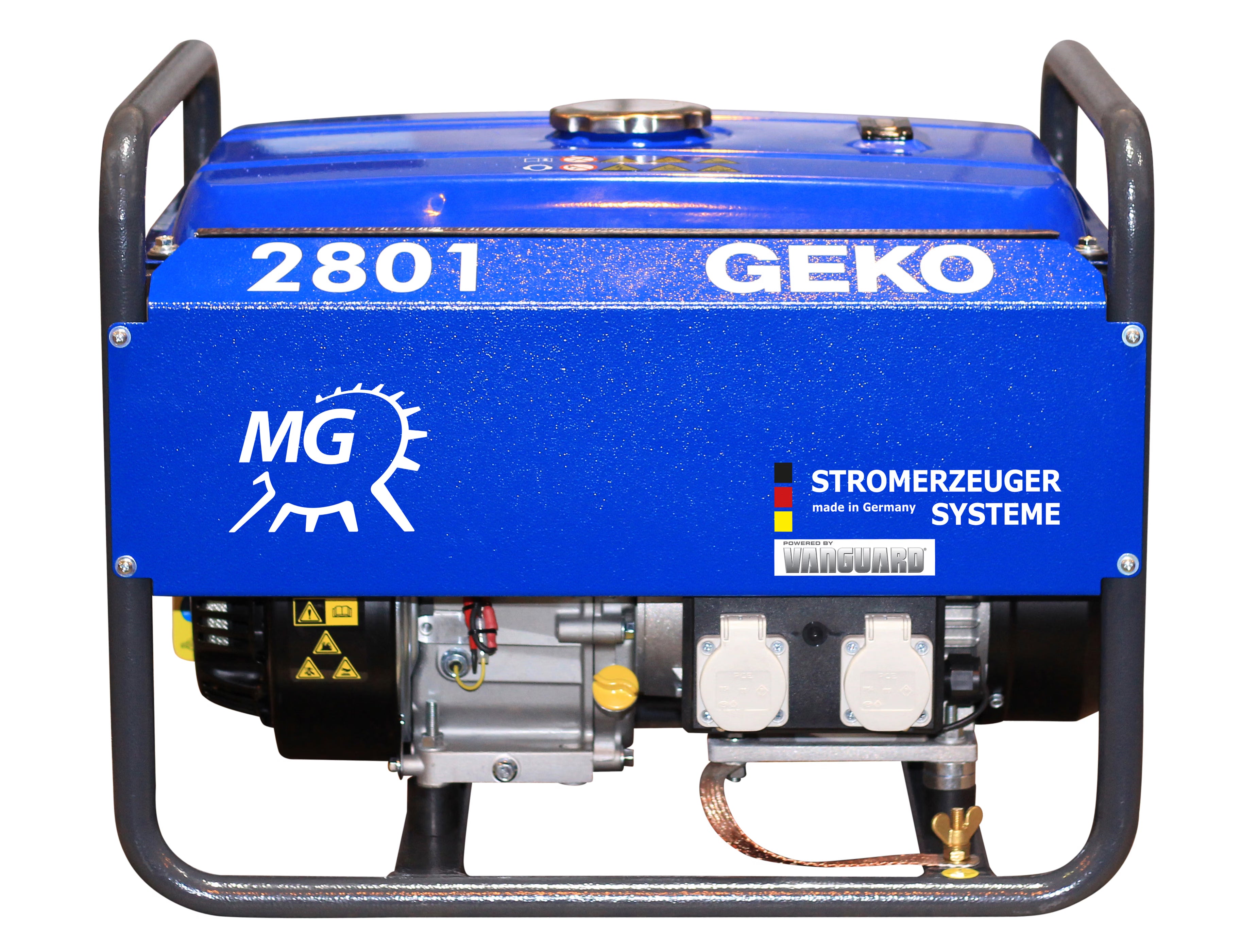 Blue generator with GEKO branding on a white background