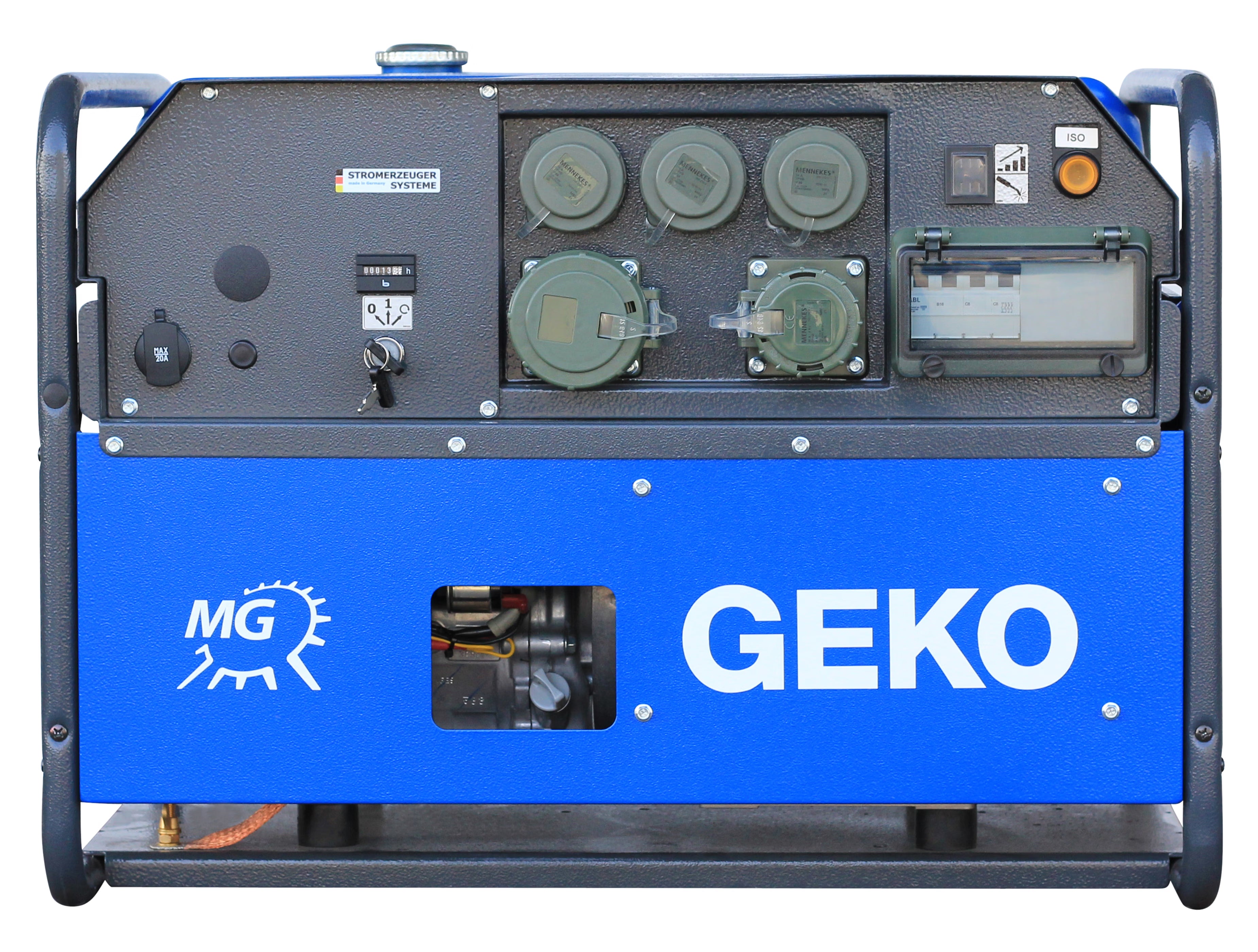 GEKO generator with MG logo on a white background