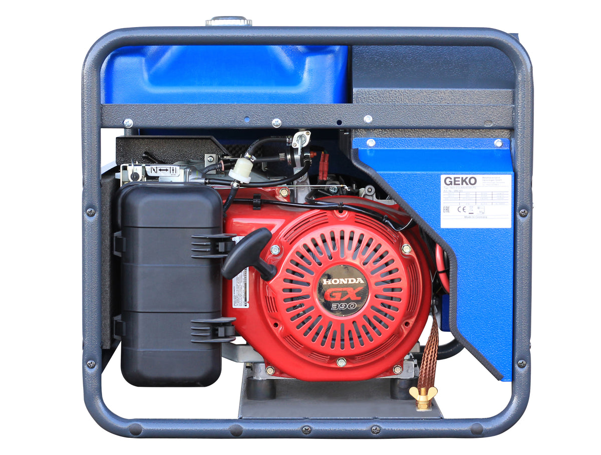 Honda engine generator with blue casing on a white background