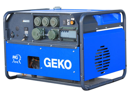 Blue generator with GEKO branding on a white background