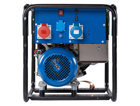 Blue portable generator on a white background